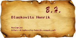 Blaskovits Henrik névjegykártya